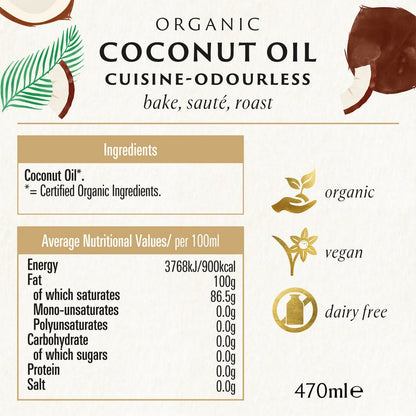 Coconut Oil Cuisine Mild & Odourless 470ml - Biona - Coconut Oil - Eco Natural Products