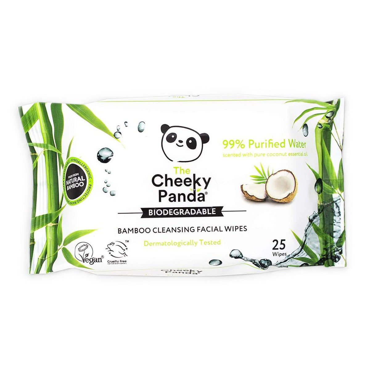 Coconut Scented Bamboo Facial Cleansing Wipes 25wipes - Cheeky Panda - Makeup Removers - Eco Natural Products