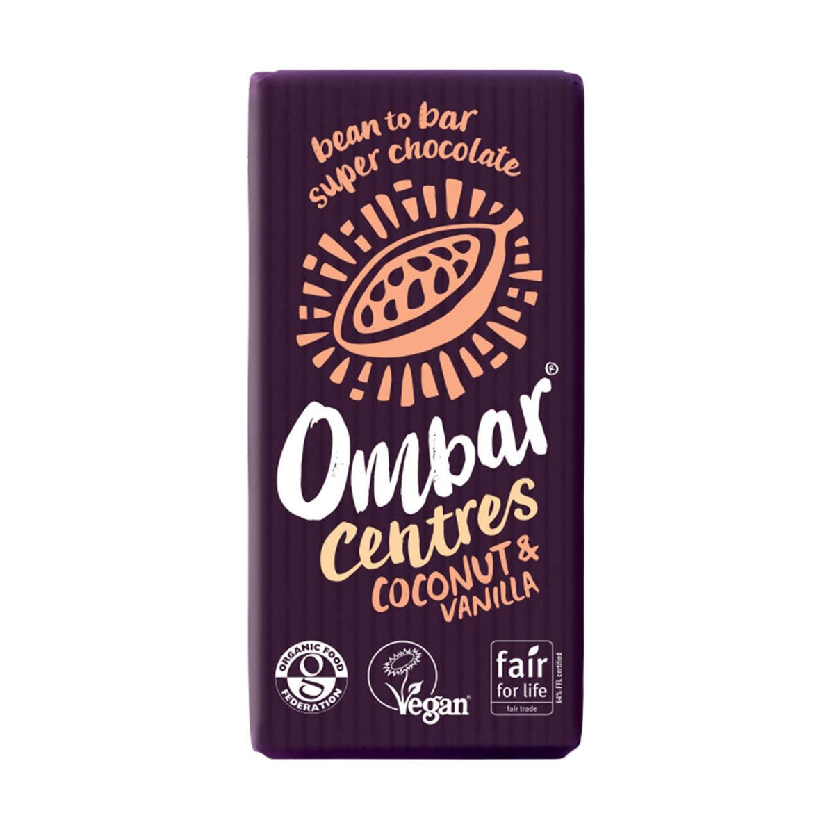 Coconut & Vanilla Centres Chocolate Bar 70g BBE 28.04.2026 - Ombar - Ombar