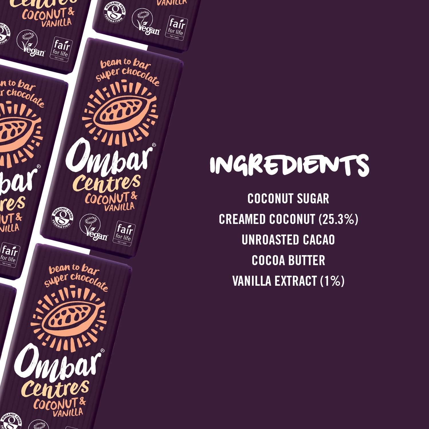 Coconut & Vanilla Centres Chocolate Bar 70g - Ombar - Chocolate Bar - Eco Natural Products