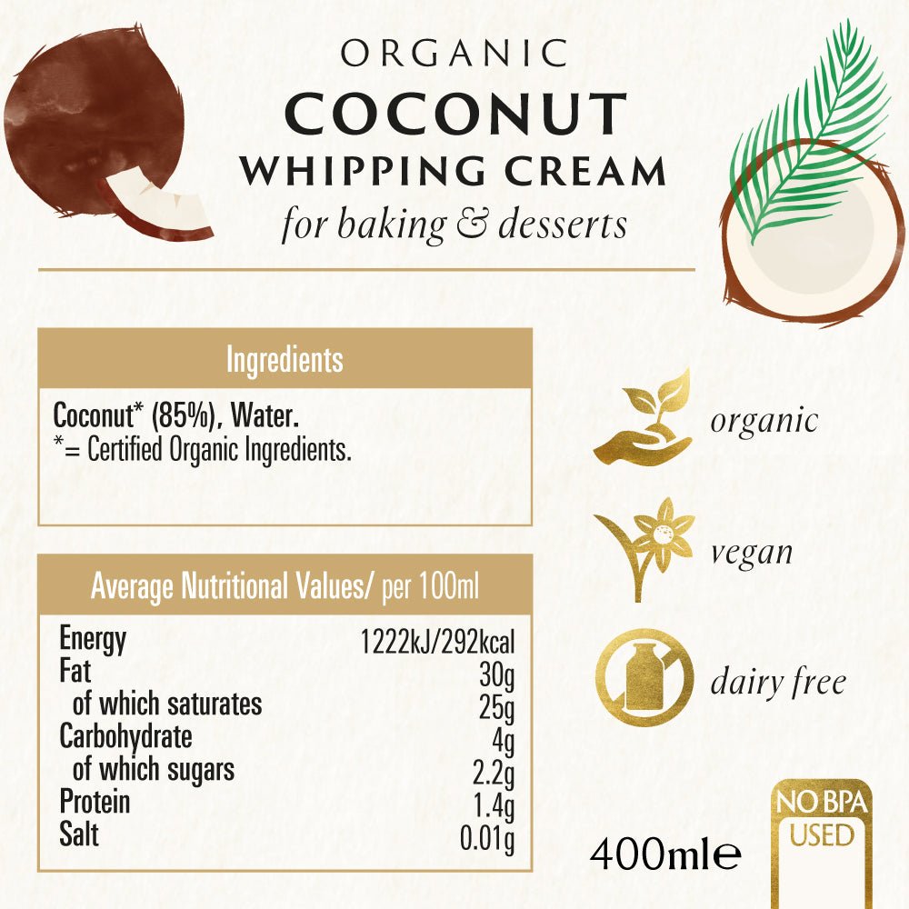 Coconut Whipping Cream 400ml - Biona - Coconut Cream - Eco Natural Products