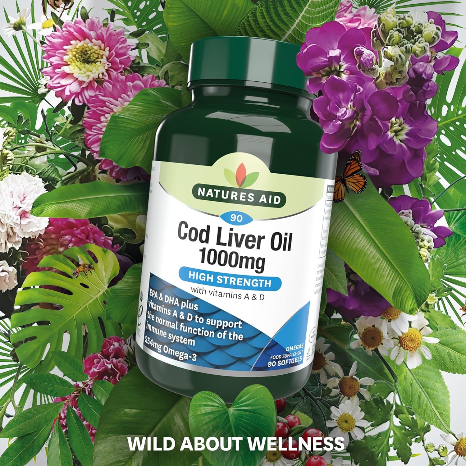 Cod Liver Oil 1000mg 90 Softgels - Natures Aid - Vitamins & Supplements - Eco Natural Products