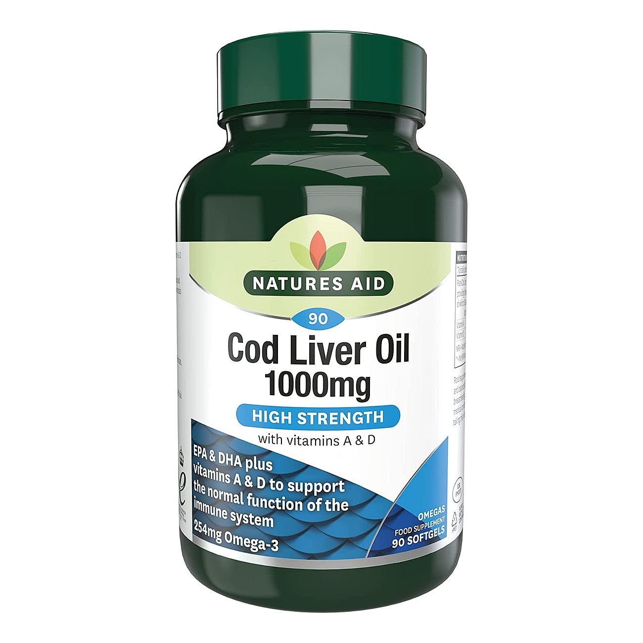 Cod Liver Oil 1000mg 90 Softgels - Eco Natural Products - Natures Aid - Vitamins & Supplements