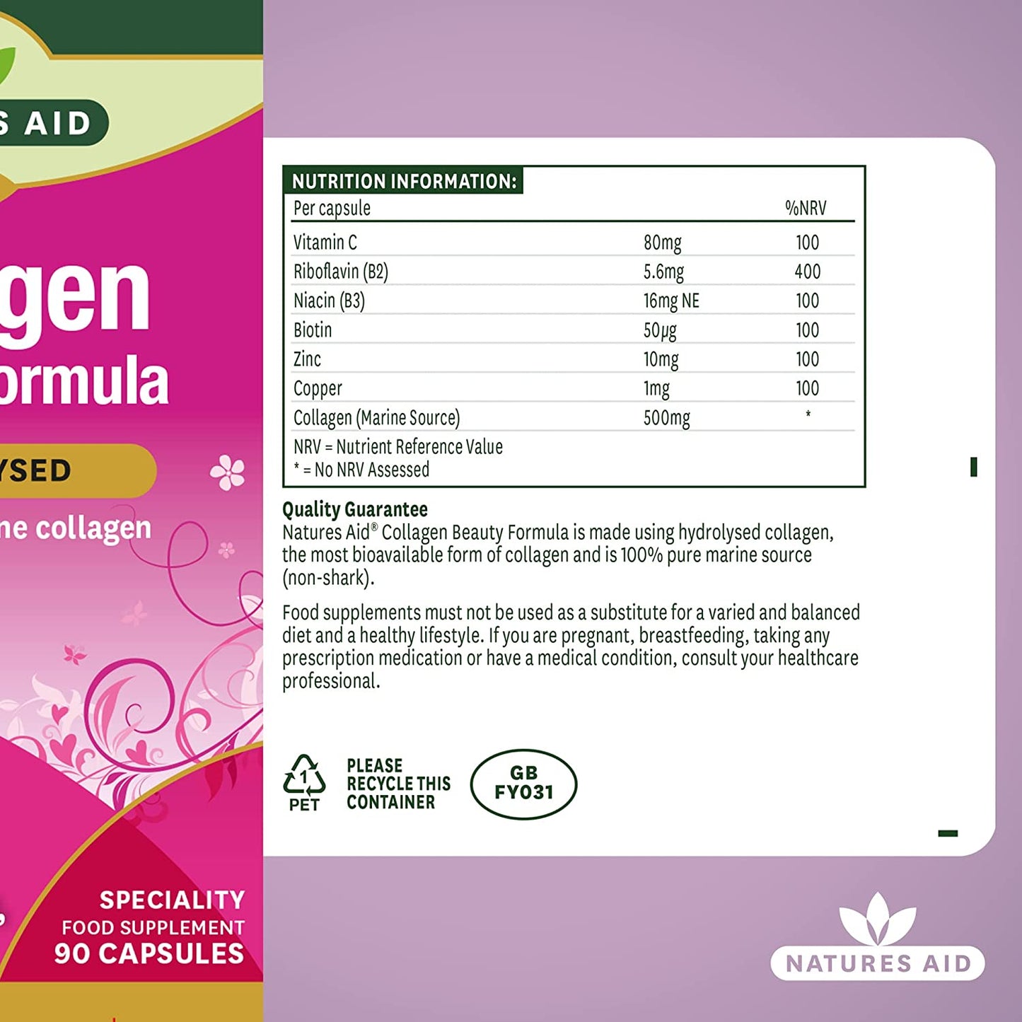 Collagen Beauty Formula 90 Capsules - Natures Aid - Vitamins & Supplements - Eco Natural Products