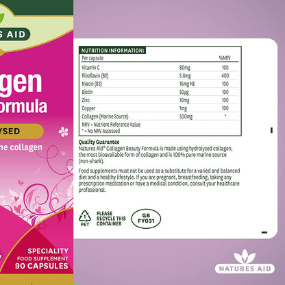 Collagen Beauty Formula 90 Capsules - Natures Aid - Vitamins & Supplements - Eco Natural Products