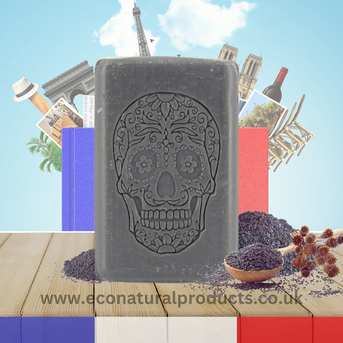 Collector Soap Tete de Mort (Pavot) Skull 125g - FouFour - Savon de Marseille - Bar Soap - Eco Natural Products