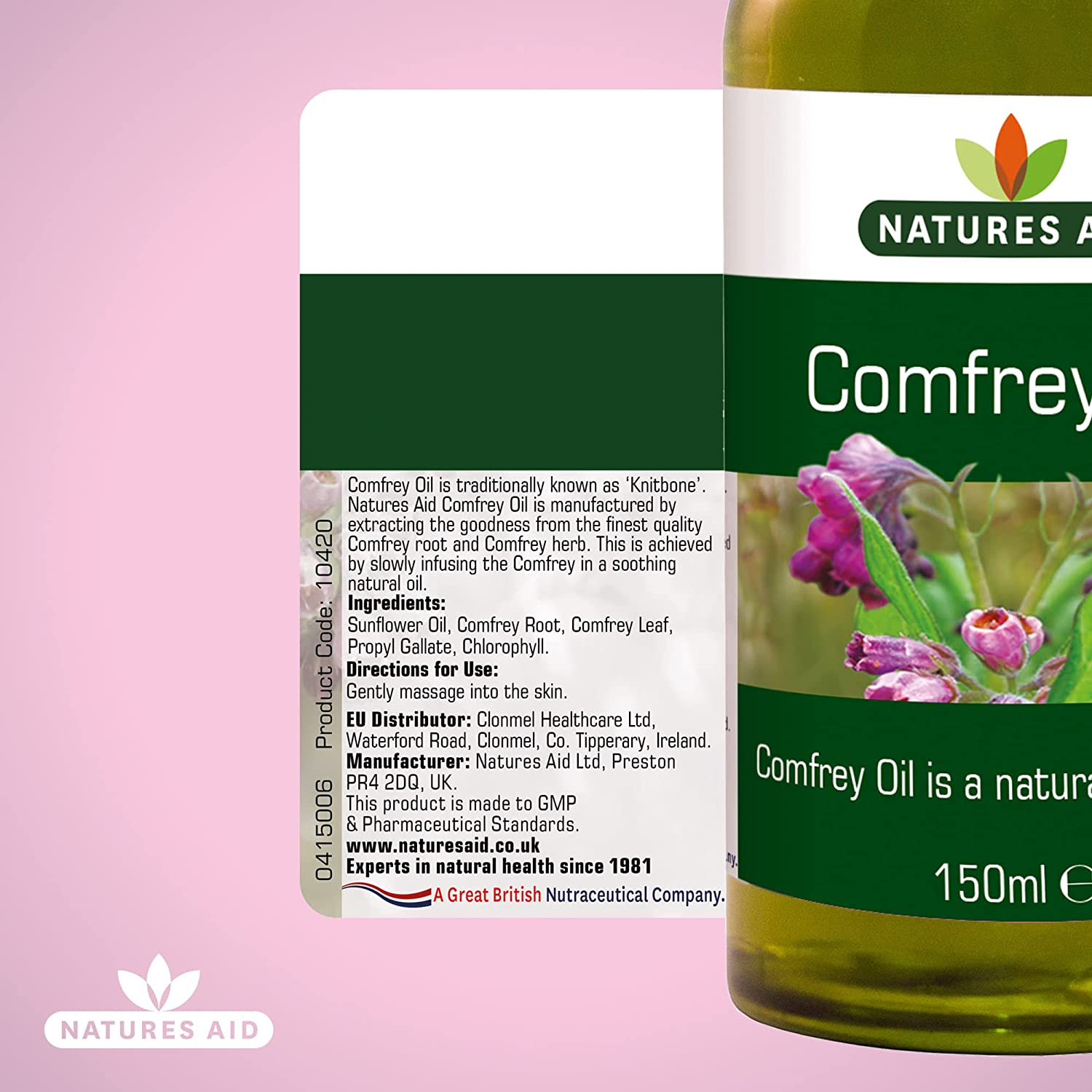 Comfrey Oil 150ml - Eco Natural Products - Natures Aid - Massage Oil