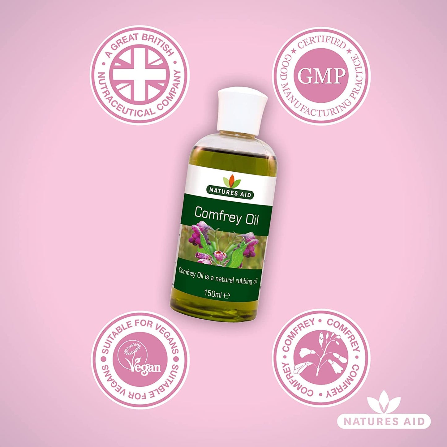 Comfrey Oil 150ml - Natures Aid - Massage Oil - Eco Natural Products
