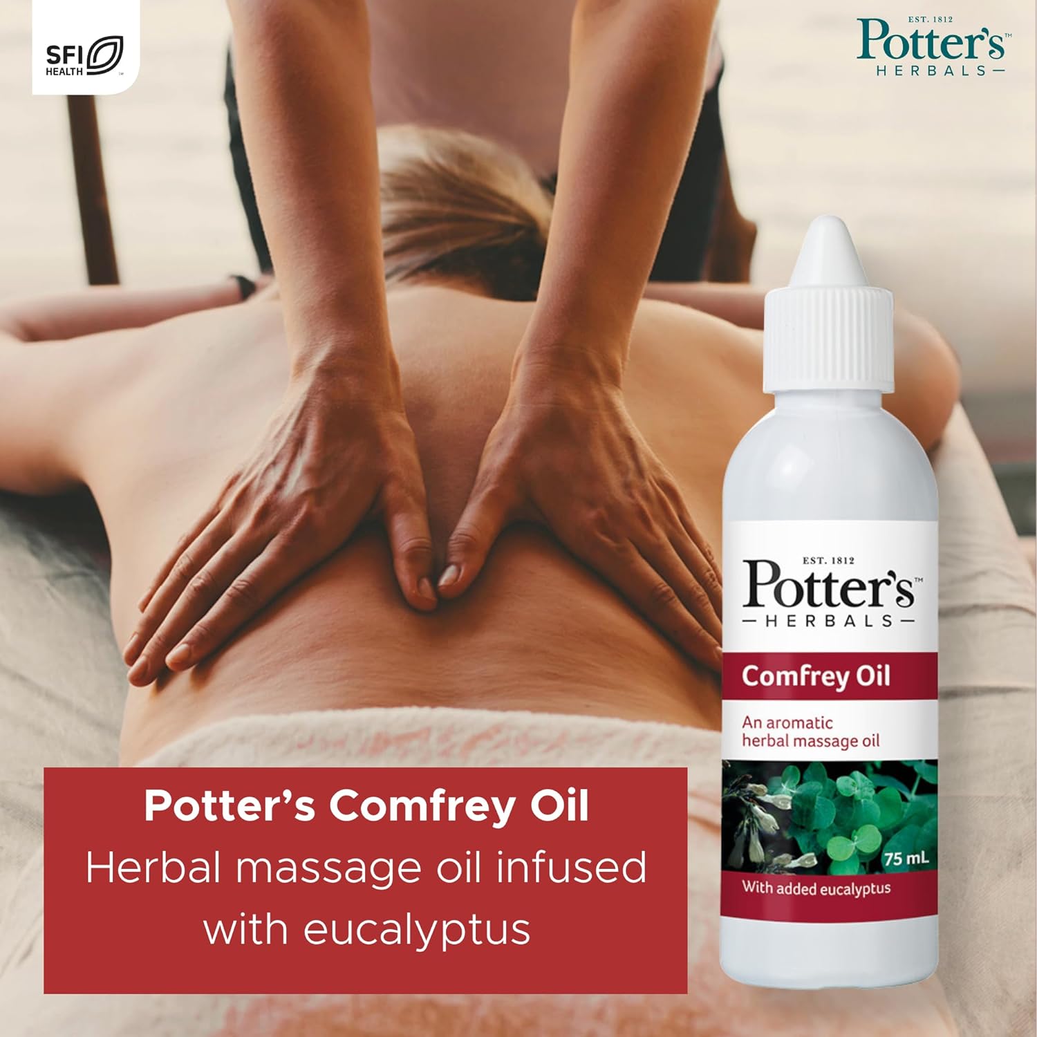 Comfrey Oil with Eucalyptus 75ml - Potter's Herbals - Massage Oil - Eco Natural Products