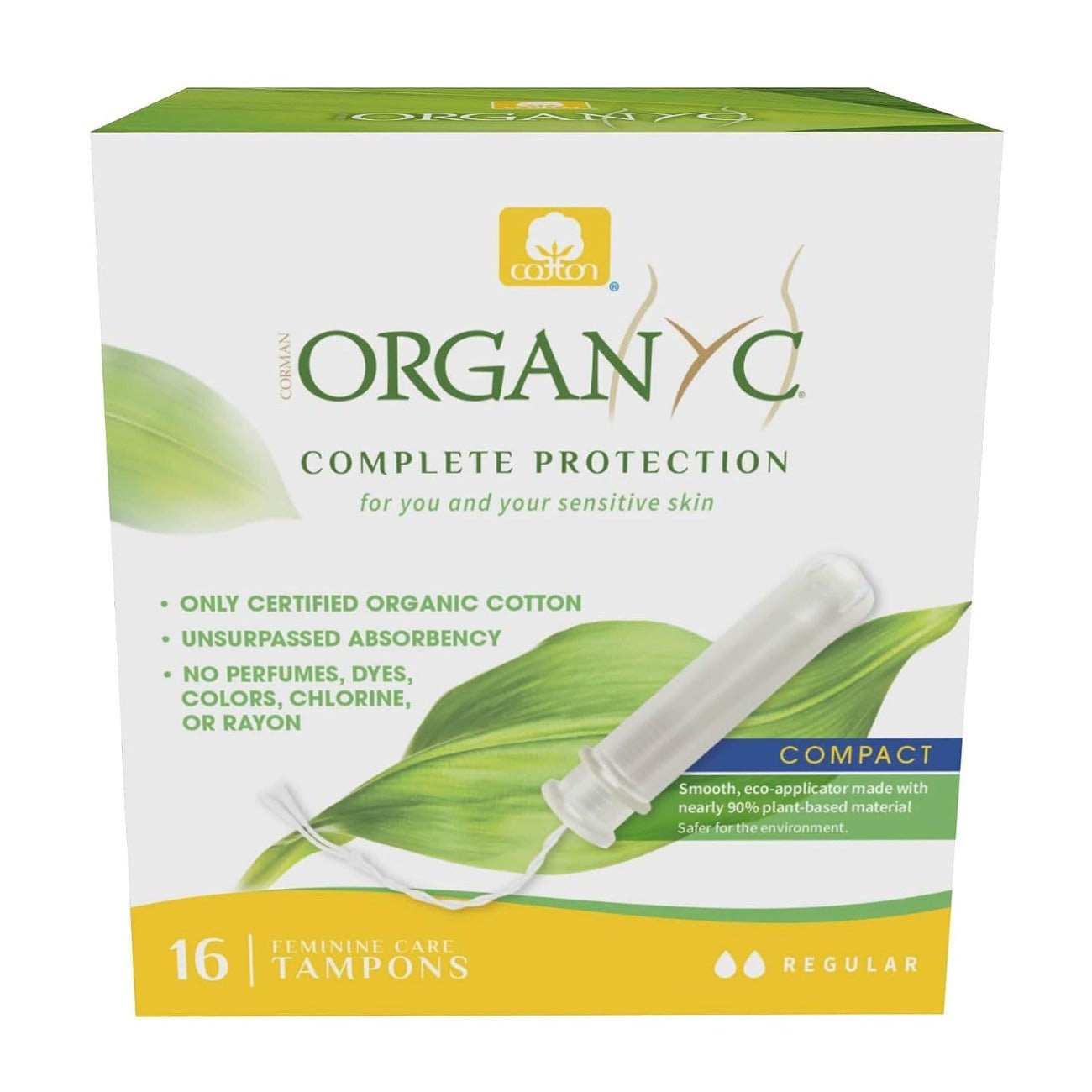 Compact Tampons with Applicator Cotton Regular 16 per pack - Organyc - Tampons - Eco Natural Products