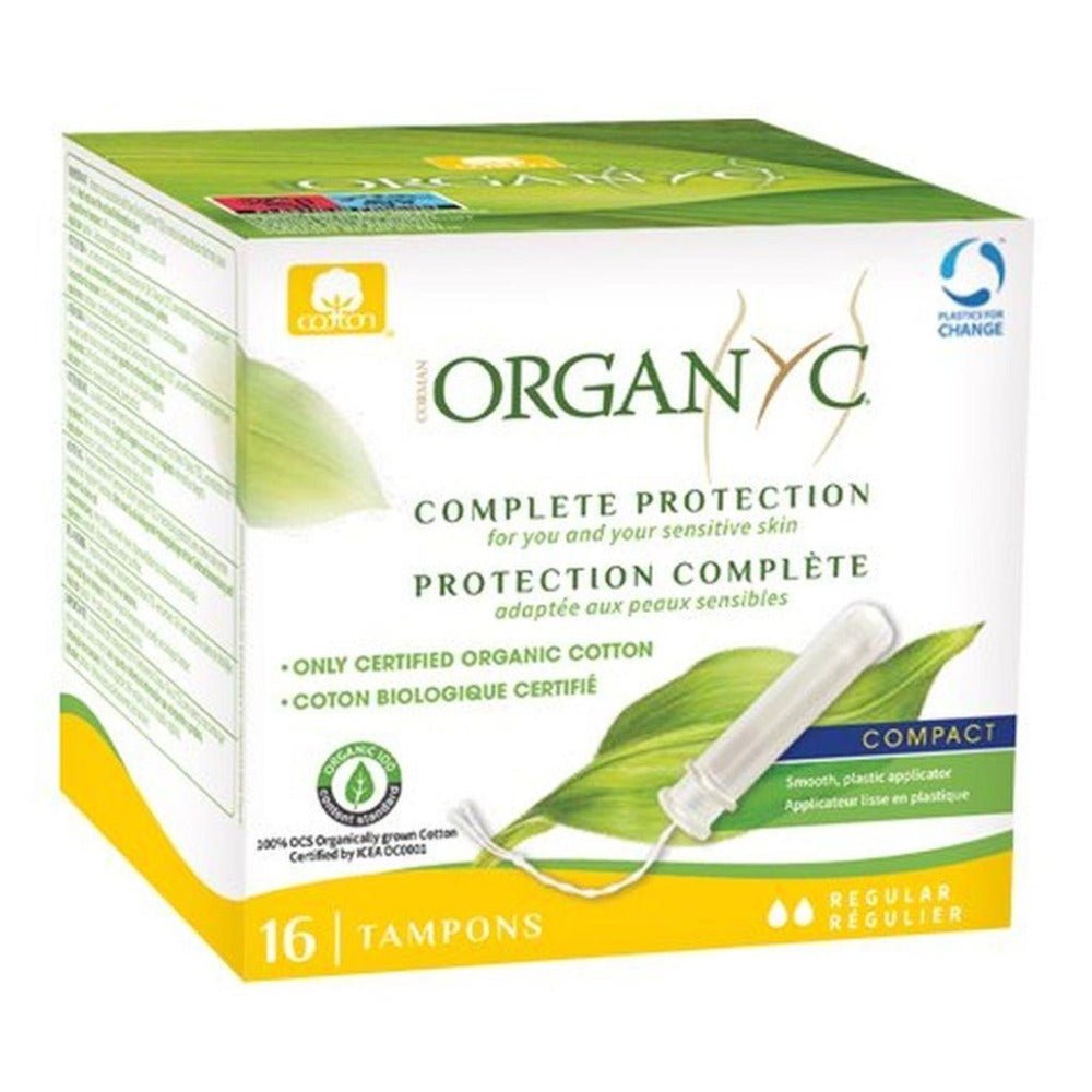 Compact Tampons with Applicator Cotton Regular 16 per pack - Eco Natural Products - Organyc - Tampons