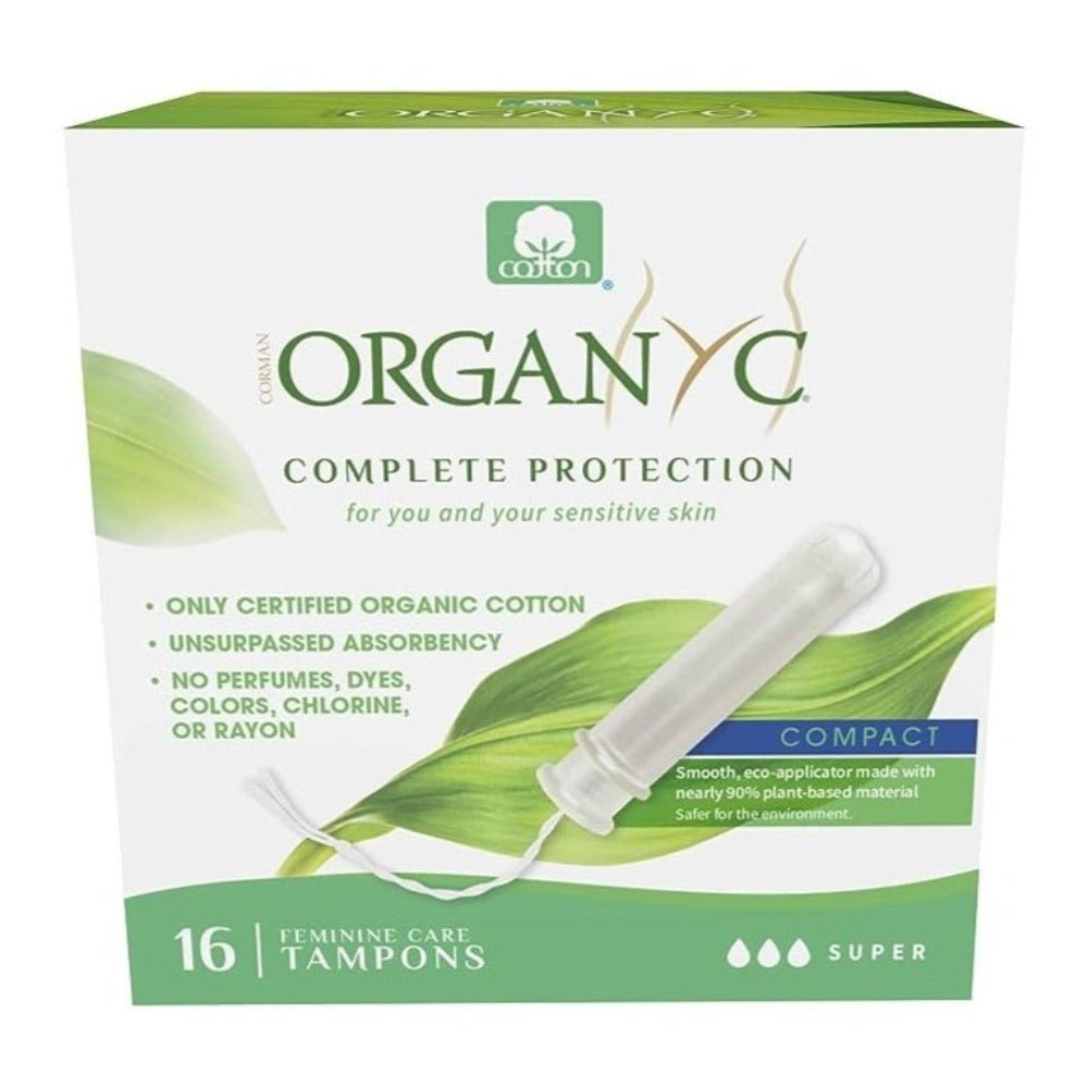 Compact Tampons with Applicator Cotton Super 16 per pack - Eco Natural Products - Organyc - Feminine Sanitary Supplies