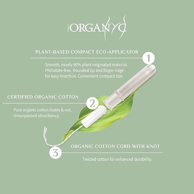 Compact Tampons with Applicator Cotton Super 16 per pack - Eco Natural Products - Organyc - Feminine Sanitary Supplies