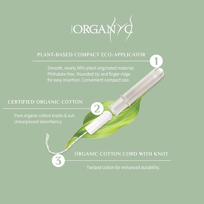 Compact Tampons with Applicator Cotton Super 16 per pack - Organyc - Feminine Sanitary Supplies - Eco Natural Products
