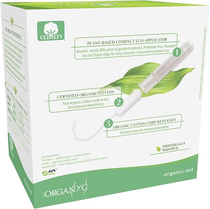 Compact Tampons with Applicator Cotton Super 16 per pack - Organyc - Feminine Sanitary Supplies - Eco Natural Products