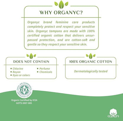 Compact Tampons with Applicator Cotton Super 16 per pack - Organyc - Feminine Sanitary Supplies - Eco Natural Products