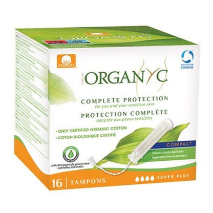 Compact Tampons with Applicator Cotton Super Plus 16 per pack - Organyc - Tampons - Eco Natural Products