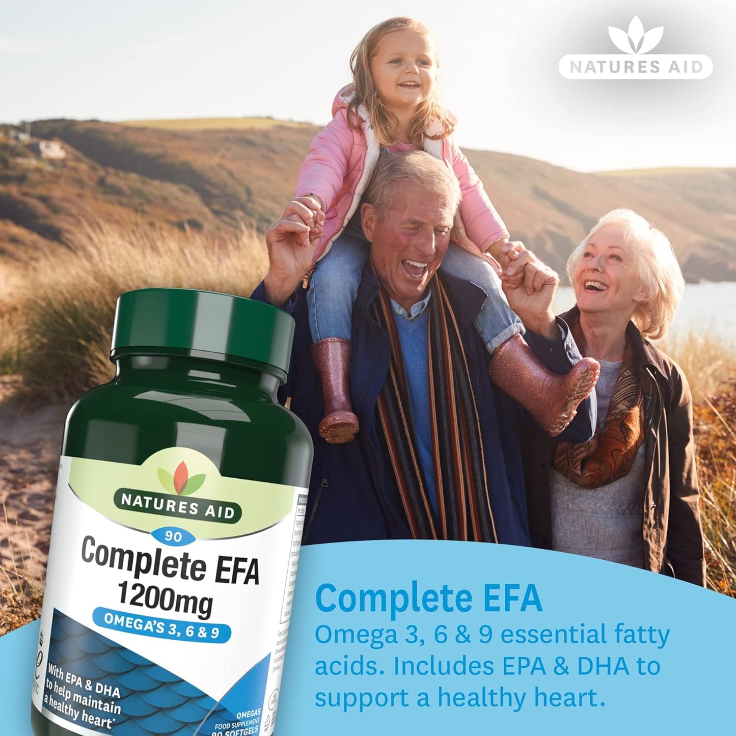 Complete EFA 1200mg (Omega 3, 6 & 9) 90 Softgels - Natures Aid - Vitamins & Supplements - Eco Natural Products