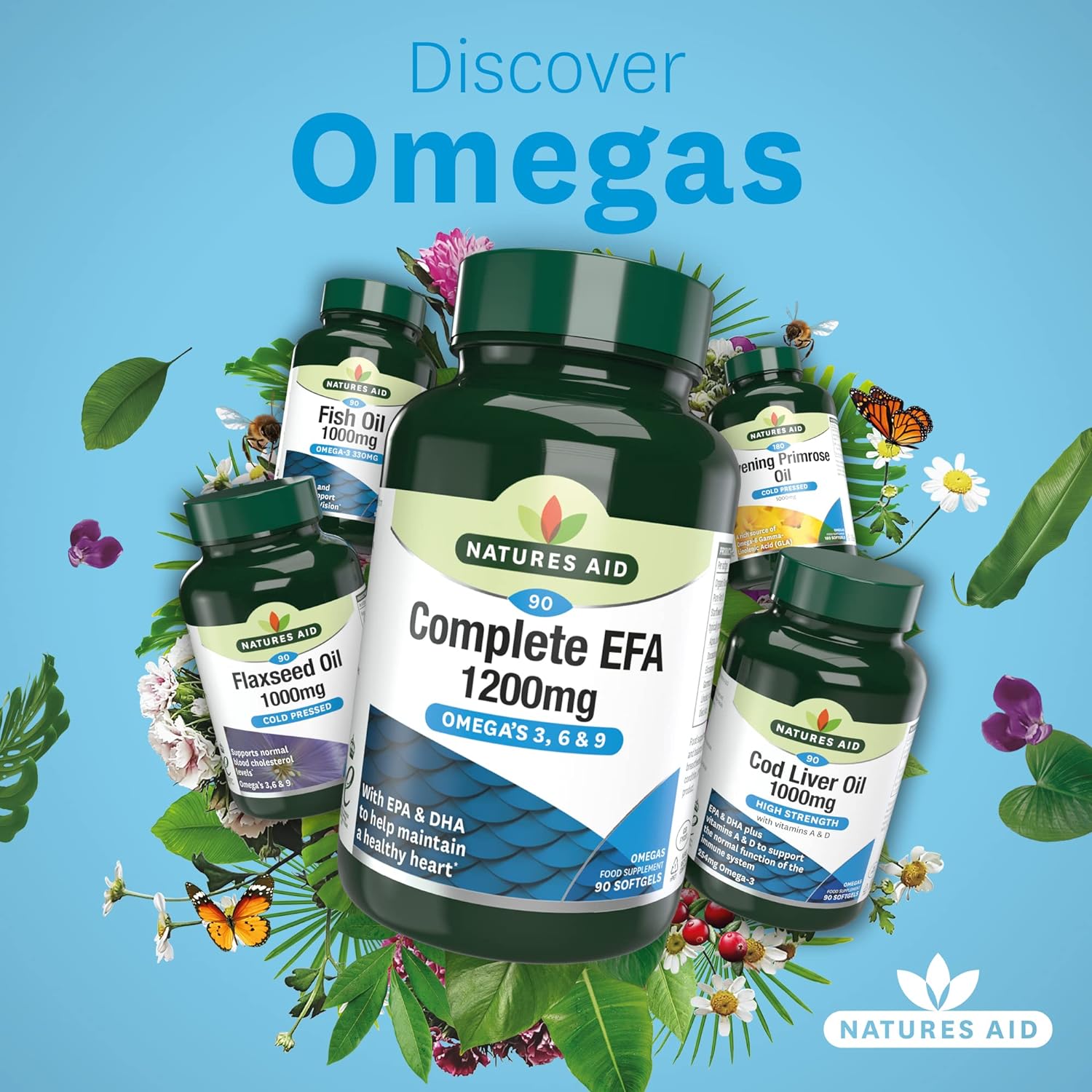 Complete EFA 1200mg (Omega 3, 6 & 9) 90 Softgels - Eco Natural Products - Natures Aid - Vitamins & Supplements