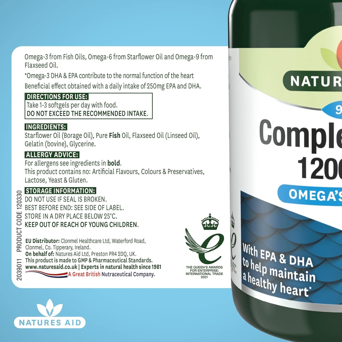 Complete EFA 1200mg (Omega 3, 6 & 9) 90 Softgels - Natures Aid - Vitamins & Supplements - Eco Natural Products