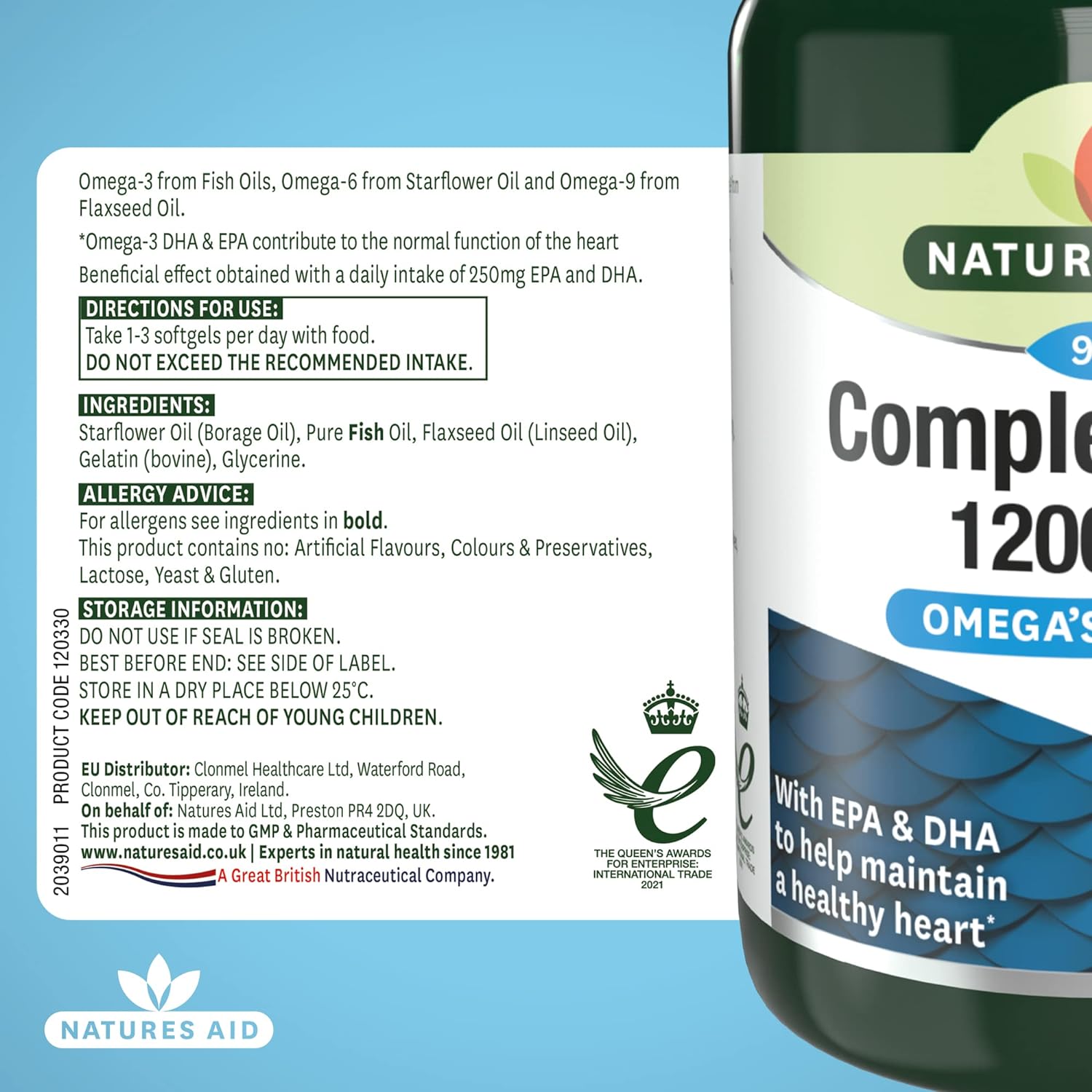 Complete EFA 1200mg (Omega 3, 6 & 9) 90 Softgels - Natures Aid - Vitamins & Supplements - Eco Natural Products