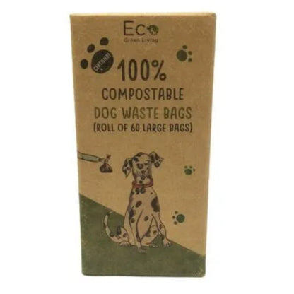 Compostable Dog Waste Bags 60 Bags - Eco Green Living - Pet Waste Bags - Eco Green Living