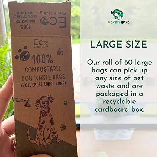 Compostable Dog Waste Bags 60 Bags - Eco Green Living - Pet Waste Bags - Eco Green Living