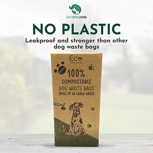 Compostable Dog Waste Bags 60 Bags - Eco Green Living - Pet Waste Bags - Eco Green Living