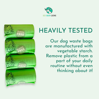 Compostable Dog Waste Bags 60 Bags - Eco Green Living - Pet Waste Bags - Eco Green Living