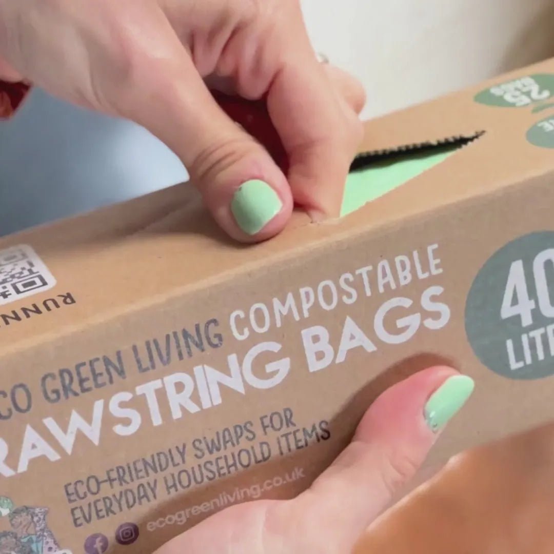 Compostable Drawstring Bin Bags 40 Litre 25 Bags - Eco Green Living - Garbage Bags - Eco Green Living