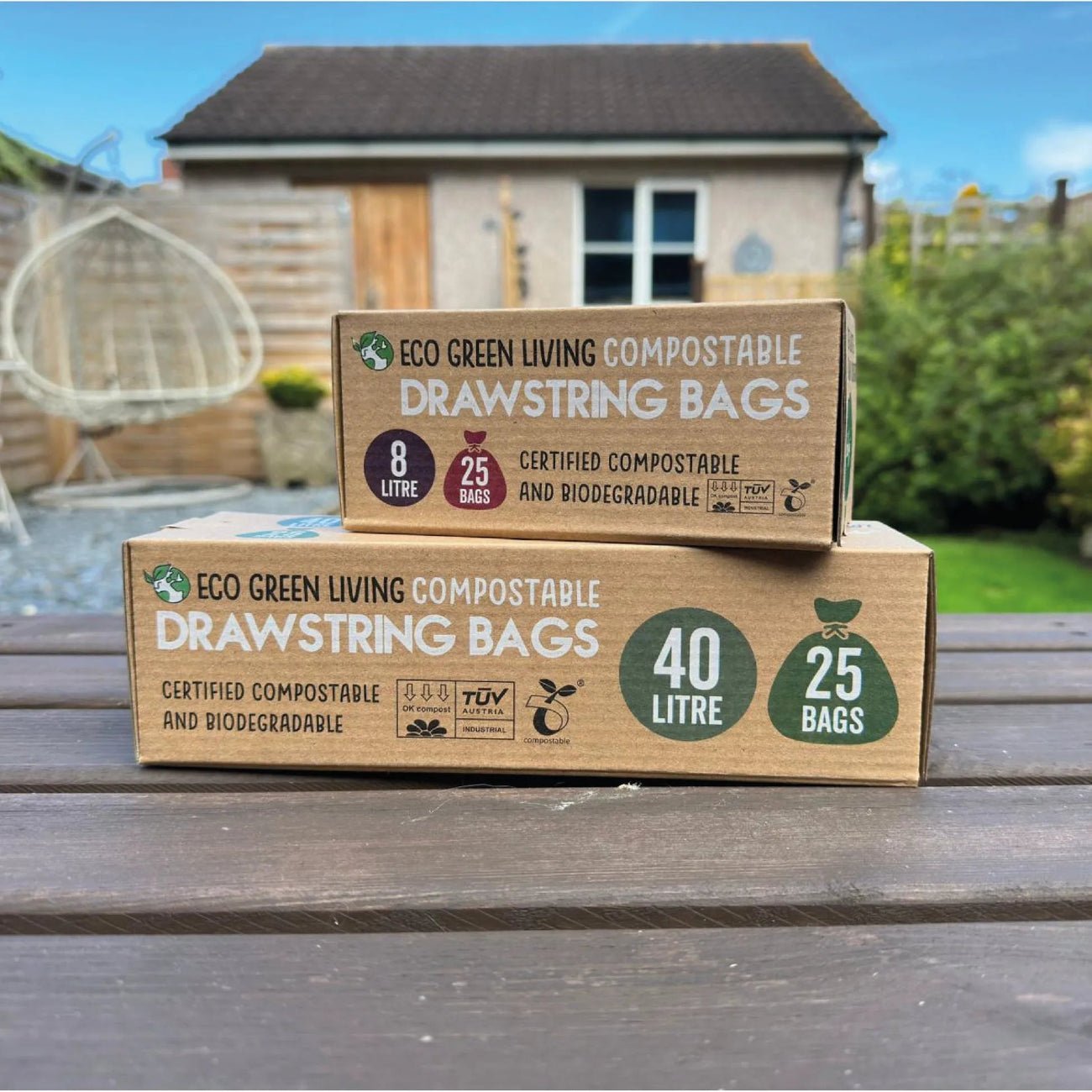 Compostable Drawstring Bin Bags 40 Litre 25 Bags - Eco Green Living - Garbage Bags - Eco Green Living