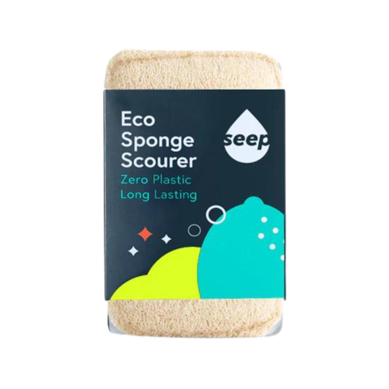 Compostable Sponge with Loofah Scourer 1 Unit/4 Pack - Seep - Eco Natural Products