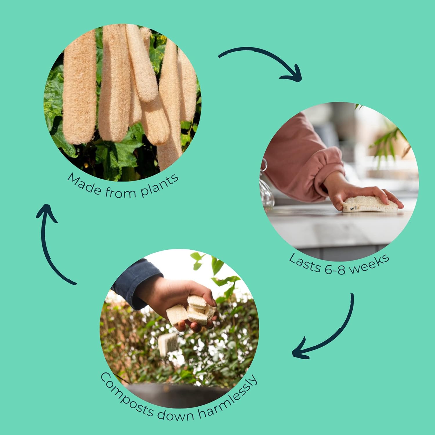 Compostable Sponge with Loofah Scourer 1 unit 20g - Seep - Loofah Sponge - Eco Natural Products