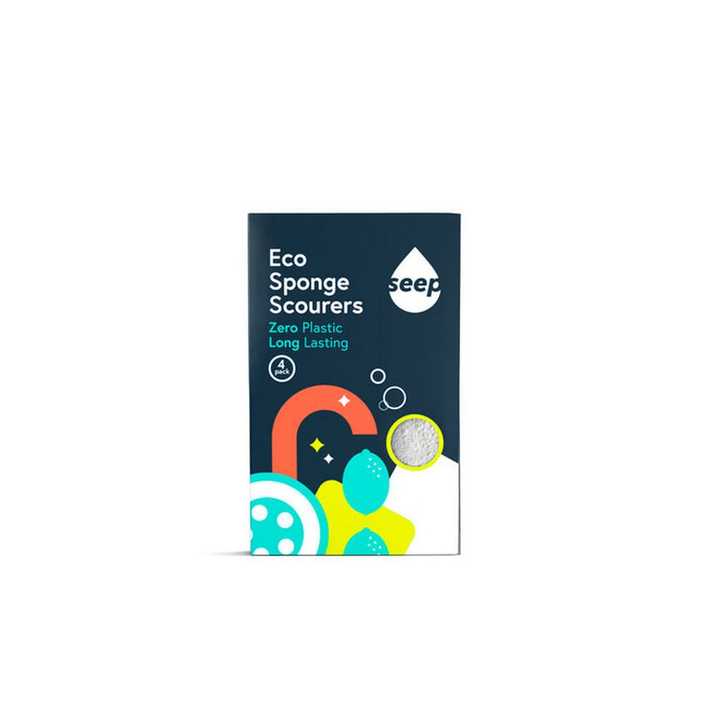 Compostable Sponge with Loofah Scourer Pack of 4 80g - Seep - Loofah Sponge - Eco Natural Products