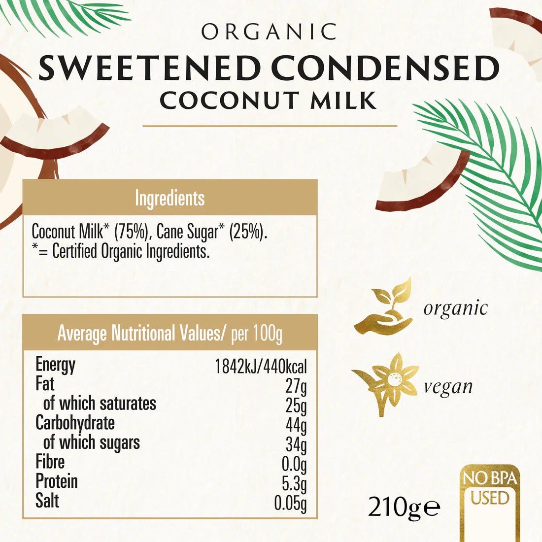 Condensed Coconut Milk Sweetened 210g - Biona - Coconut Milk - Eco Natural Products