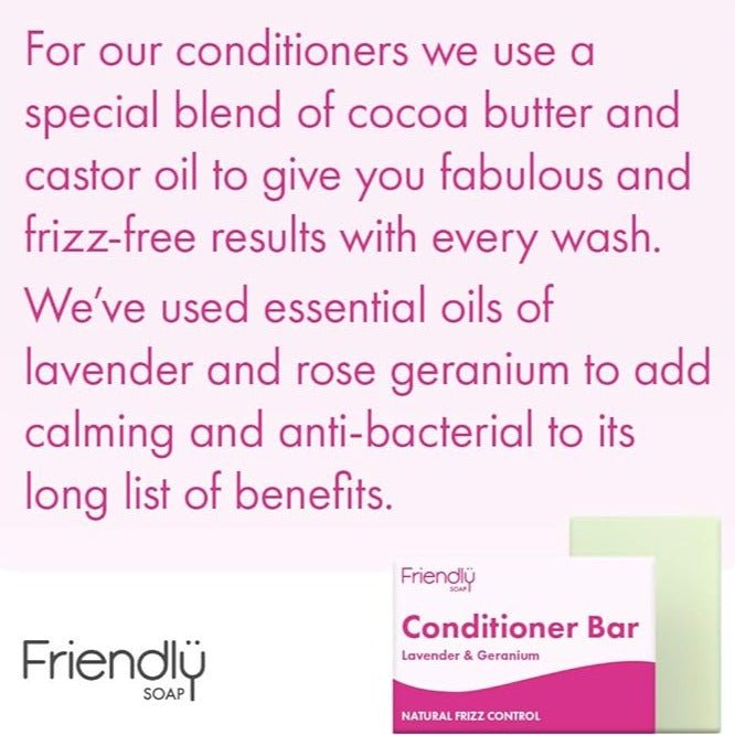 Conditioner Bar Lavender & Geranium 90g - Friendly Soap - Conditioners - Eco Natural Products