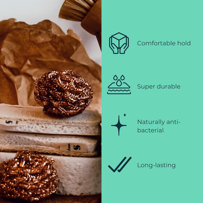 Copper Scourers Recyclable Pack of 3 60g - Seep - Scourers - Eco Natural Products