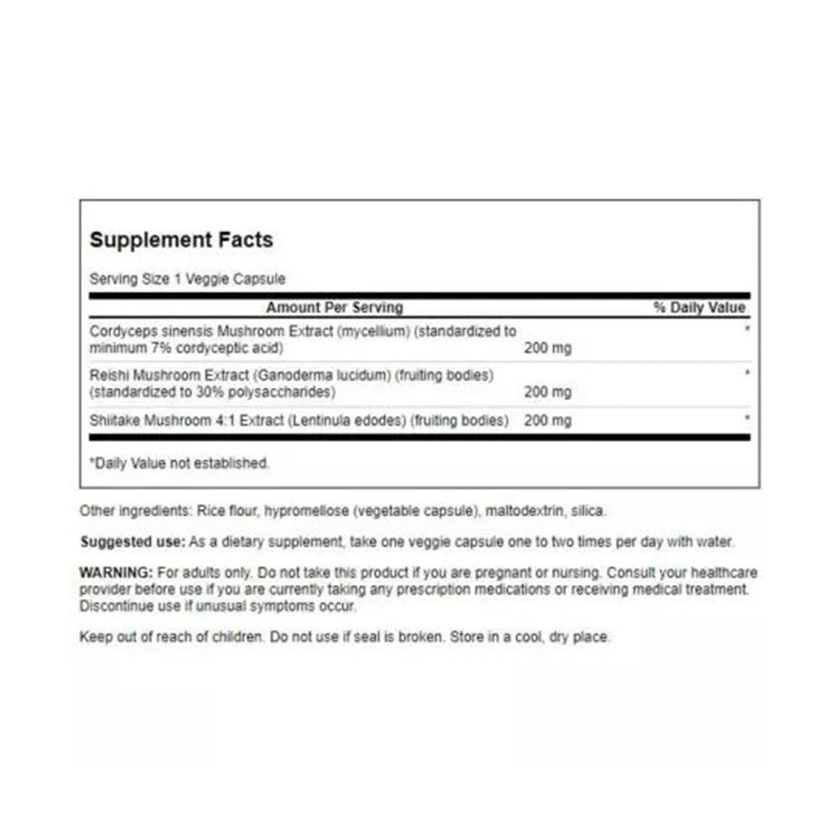Cordyceps Complex Reishi and Shiitake Mushrooms 60 vcaps - Swanson - Herbal supplement - Eco Natural Products