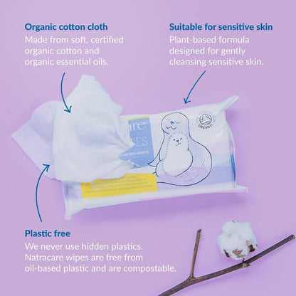 Cotton Baby Wipes 50 Per Pack - Natracare - Wipes - Eco Natural Products