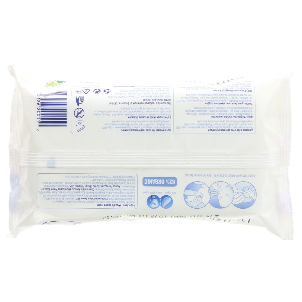 Cotton Baby Wipes 50 Per Pack - Eco Natural Products - Natracare - Wipes