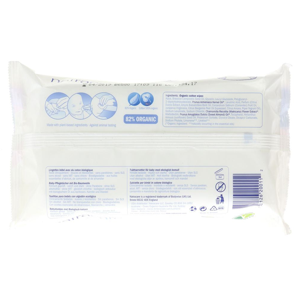 Cotton Baby Wipes 50 Per Pack - Natracare - Wipes - Eco Natural Products