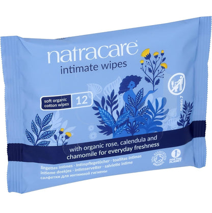 Cotton Intimate Wipes 12 Per Pack - Natracare - Wipes - Eco Natural Products