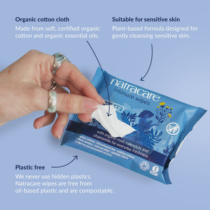 Cotton Intimate Wipes 12 Per Pack - Natracare - Wipes - Eco Natural Products