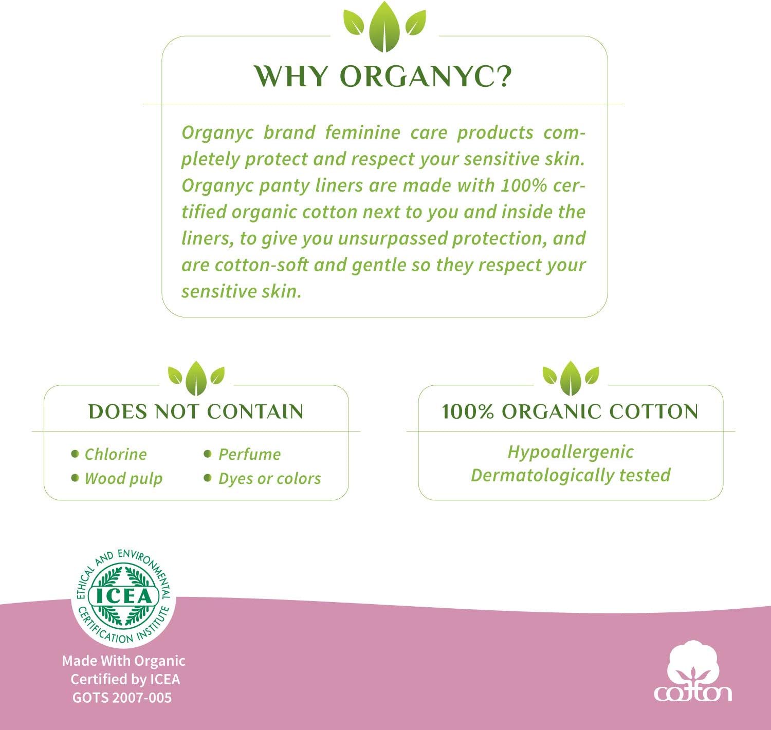 Cotton Panty - liners Light Flow Individually wrapped Box of 24 - Organyc - Feminine Sanitary Supplies - Eco Natural Products