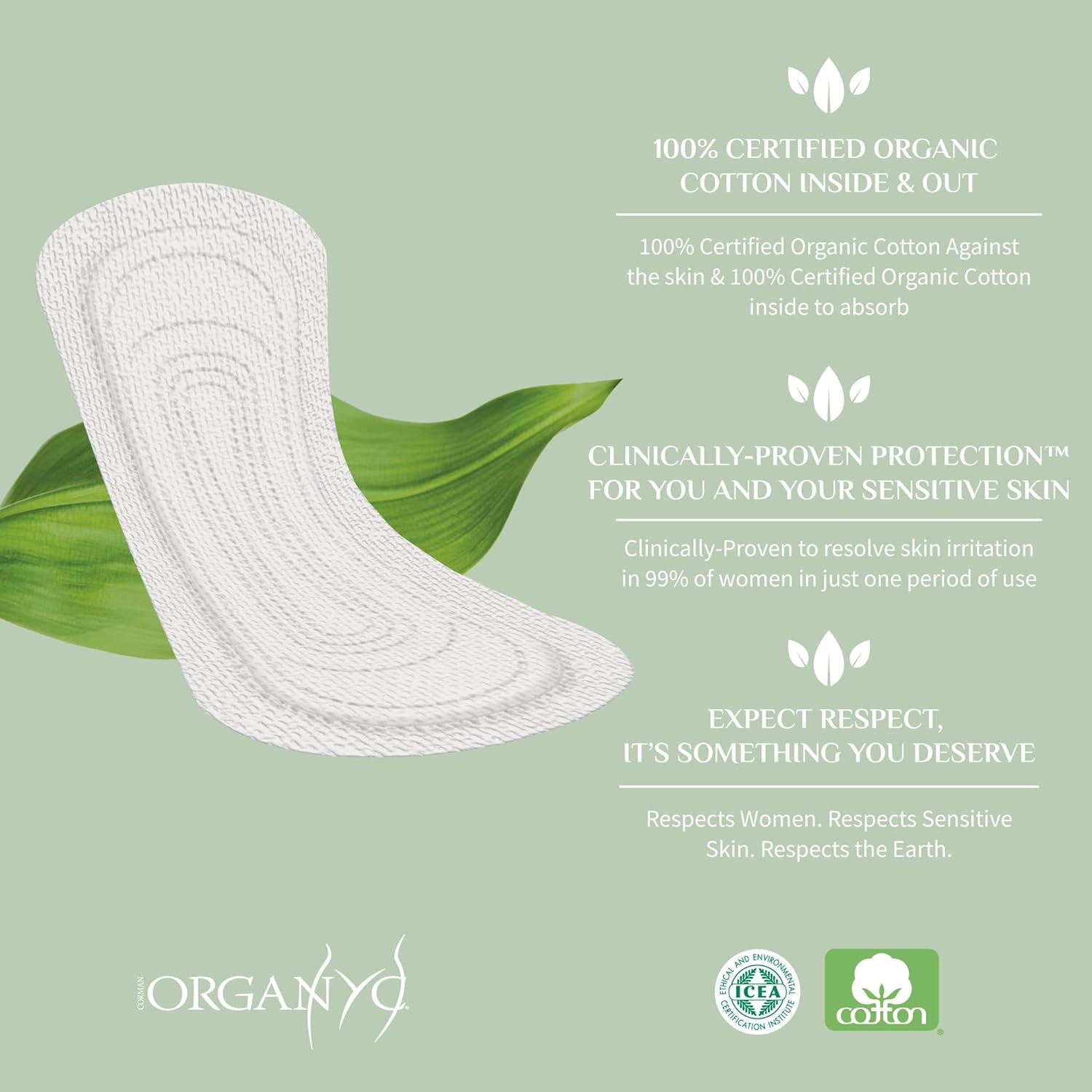 Cotton Panty - liners Light Flow Individually wrapped Box of 24 - Eco Natural Products - Organyc - Feminine Sanitary Supplies