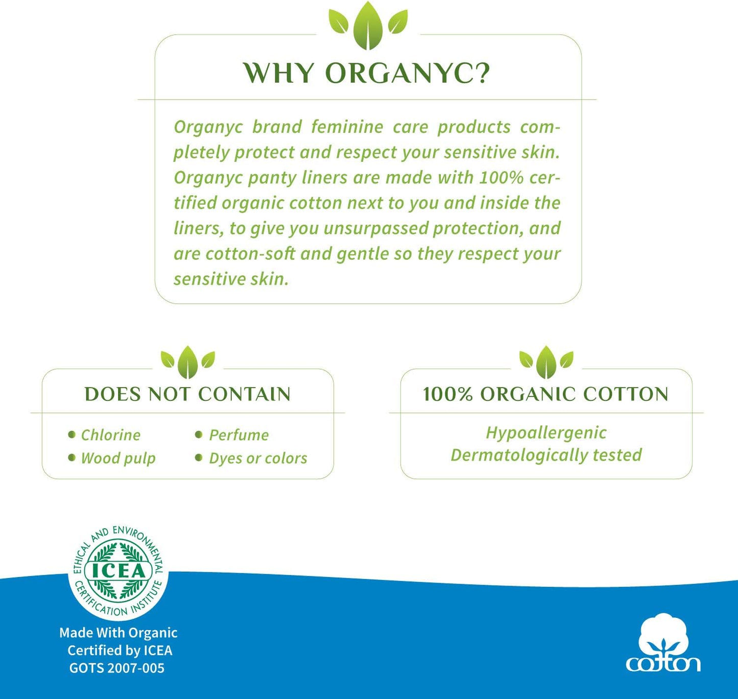 Cotton Sanitary Pads Moderate Flow Box of 10 - Organyc - Feminine Sanitary Supplies - Eco Natural Products