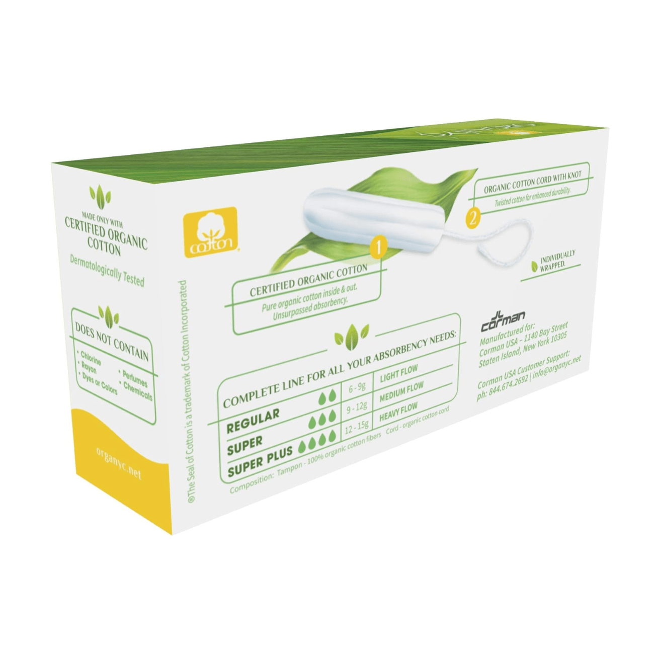 Cotton Tampons Regular 16 Per Pack EXP 01.03.2026 - Organyc - Tampons - Organyc