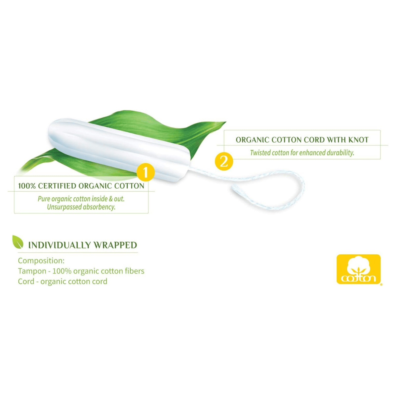 Cotton Tampons Regular 16 Per Pack EXP 01.03.2026 - Organyc - Tampons - Organyc