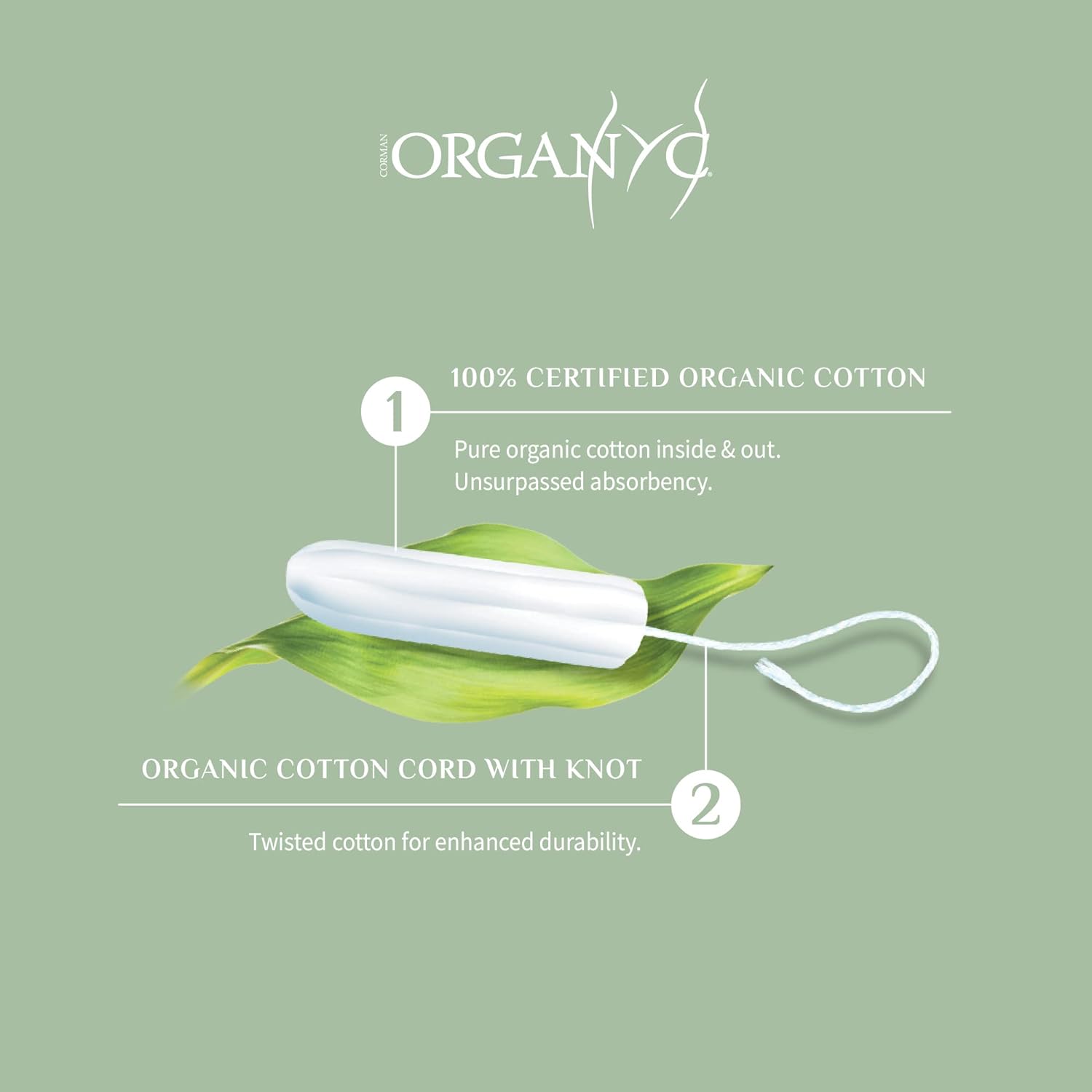 Cotton Tampons Super Plus 16 per pack - Eco Natural Products - Organyc - Feminine Sanitary Supplies