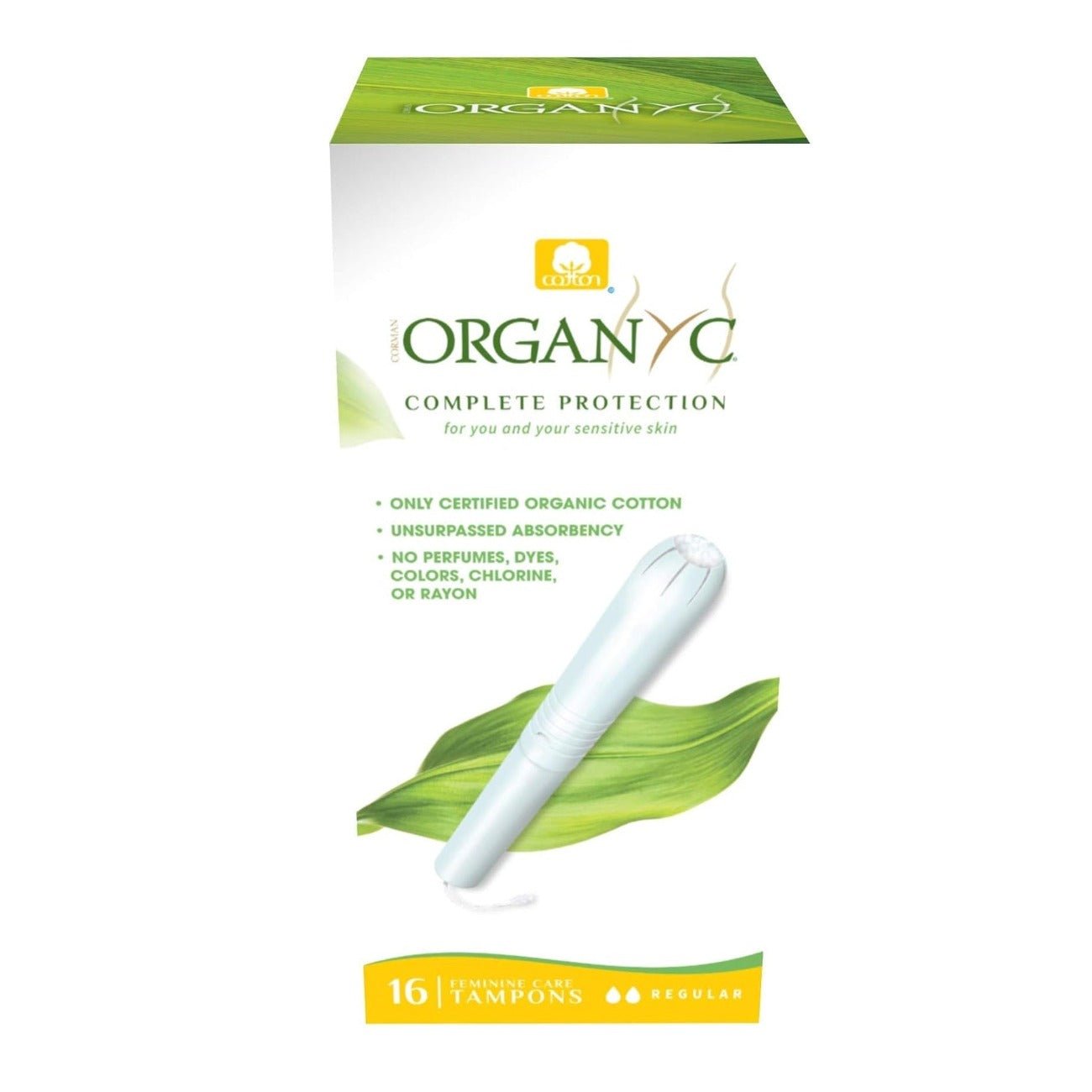 Cotton Tampons with Applicator - Regular - 16 per pack - Organyc - Feminine Sanitary Supplies - Eco Natural Products